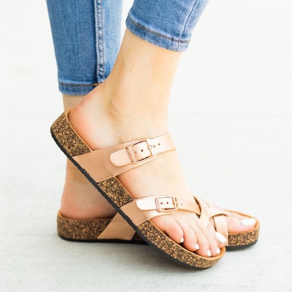 NEW SIZES ^^^LADIES SLIP-ON BUCKLE CORK SANDALS. - Picture 3 of 3
